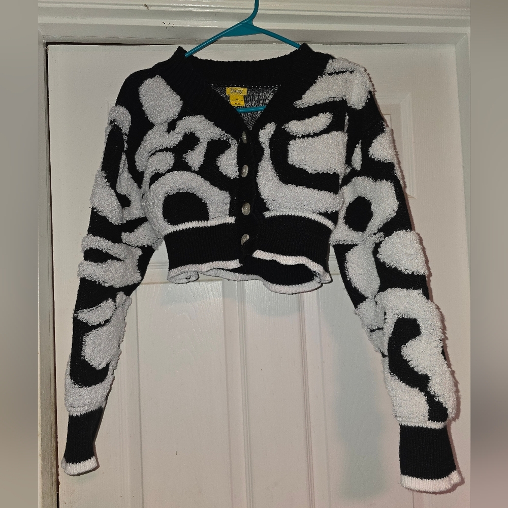 Daisy Black and White Patterned Cardigan